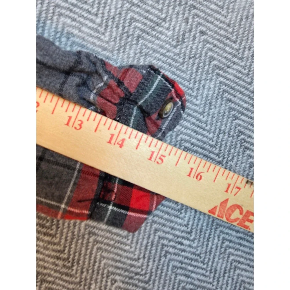 Carters Boys Red Grey Plaid Flannel Button Down Shirt Size 8 3J216610